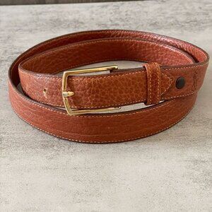 Vintage Polo Ralph Lauren Brown Pebbled Leather Removable Buckle Belt Unisex 36
